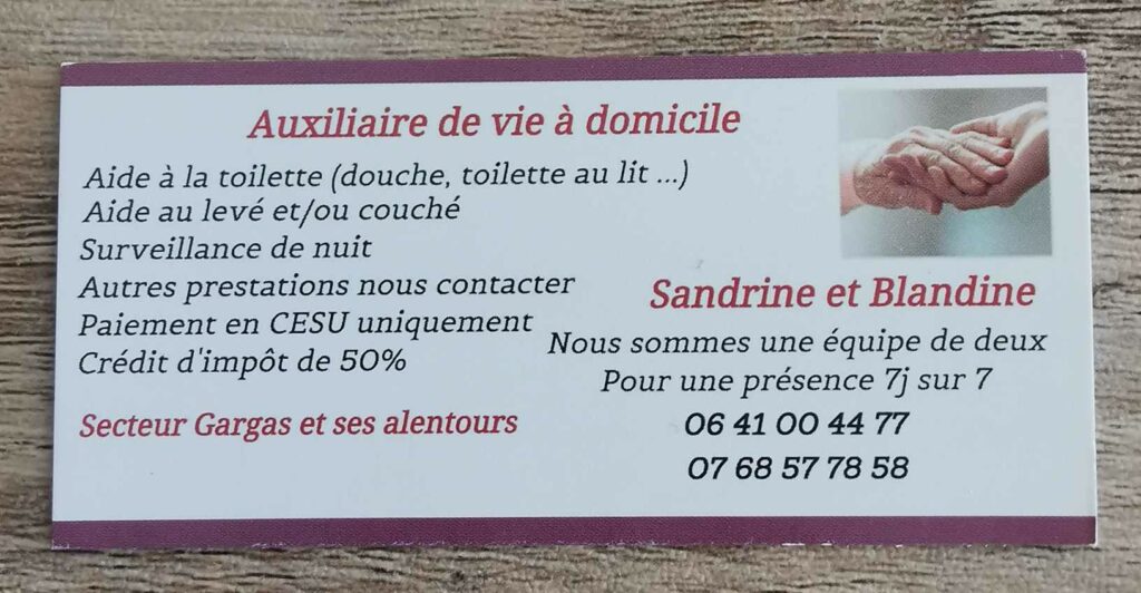 Auxiliaire de vie et aide soignante à domicile